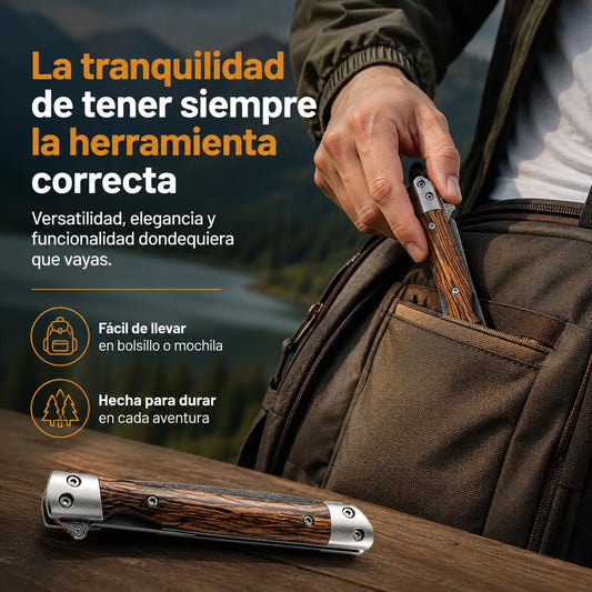 TitanSharpro™ Navaja plegable Mango de Madera