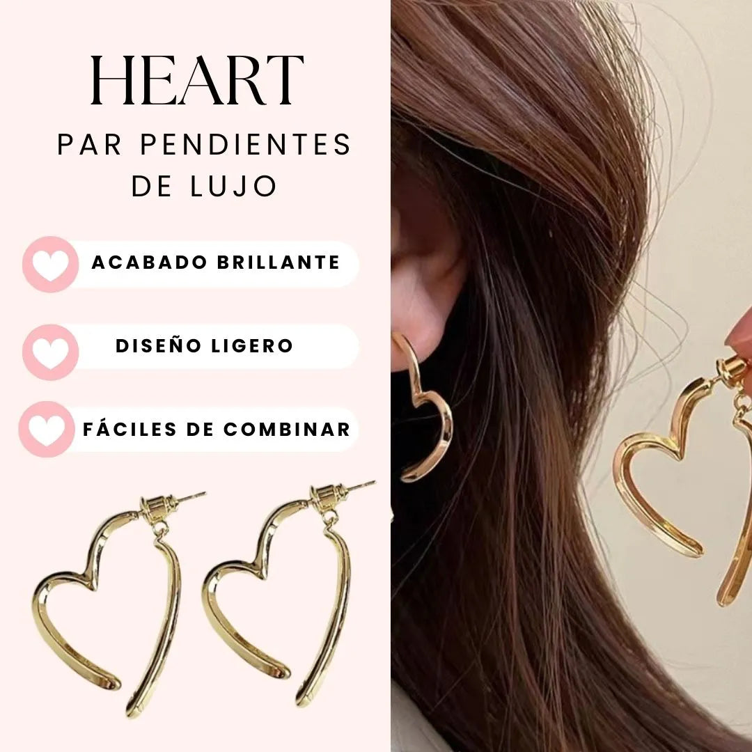 Heart ® Par Pendientes de Lujo