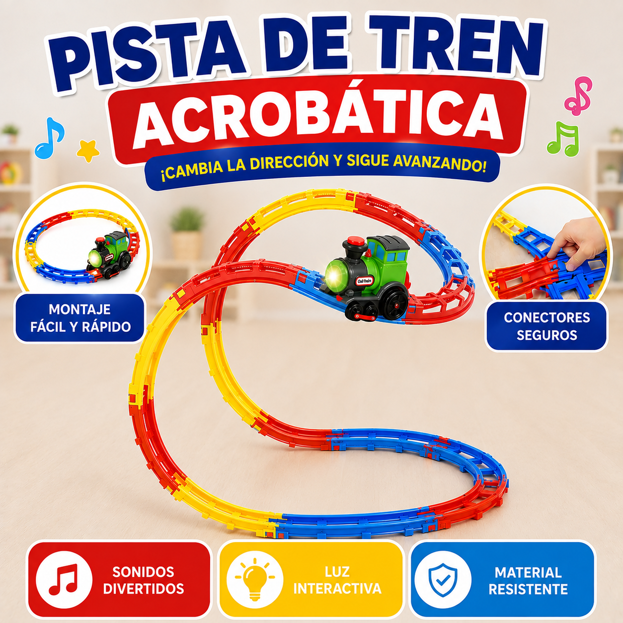 🚂 RollerTrain™ Tren Montaña Rusa Giros 360°, Luces y Sonido 🎢✨