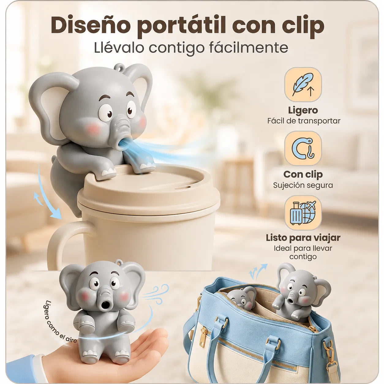 🐘CoolFan Elephant™ Ventilador Enfriador Elefante para bebidas calientes ☕🌬️