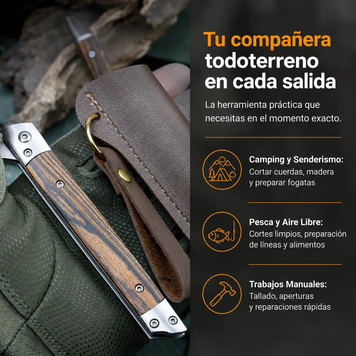 TitanSharpro™ Navaja plegable Mango de Madera