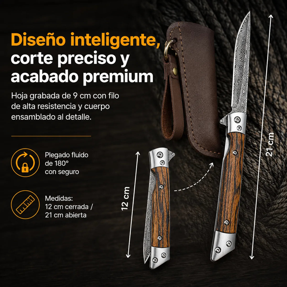 TitanSharpro™ Navaja plegable Mango de Madera