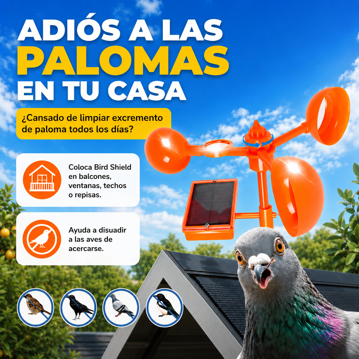🕊️ BirdShield Pro™ Reflector Repelente de Aves☀️🌾