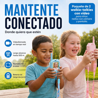 KidCam Talkies™ Paquete de 2 Walkie-Talkies con Vídeo y Pantalla HD📱👨‍👩‍👧‍👦