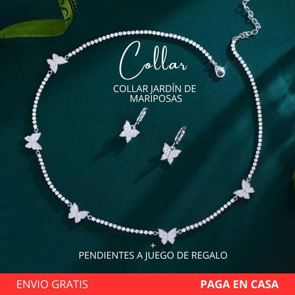 SET COMPLETO Collar Jardín de Mariposas + Pendientes a juego de Regalo🎁