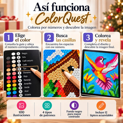 ColorQuest™ Set Creativo para Colorear + 12 Lápices 🖍️🎅