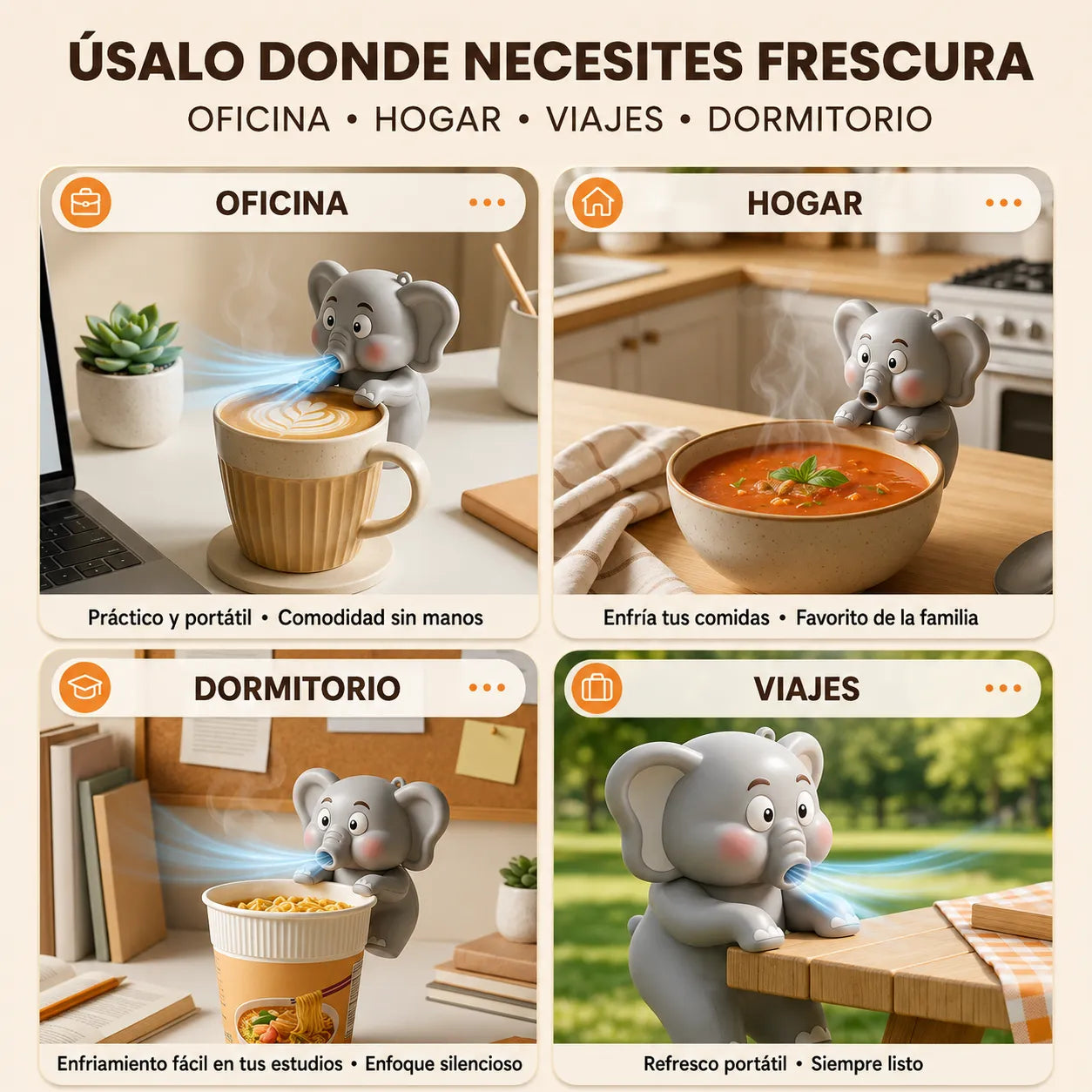 🐘CoolFan Elephant™ Ventilador Enfriador Elefante para bebidas calientes ☕🌬️