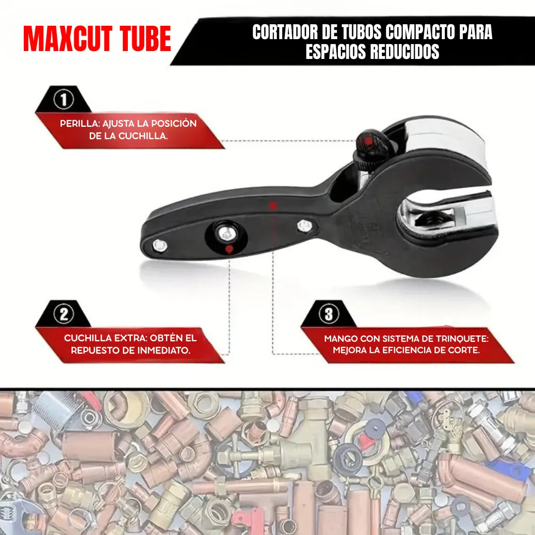 MaxCut Tube™ Cortador de tubos de 3 piezas con trinquete
