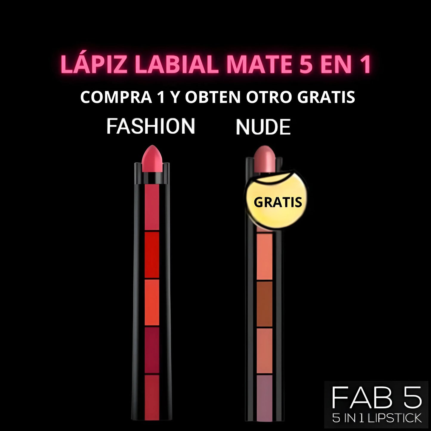 Lápiz labial mate 5 en 1