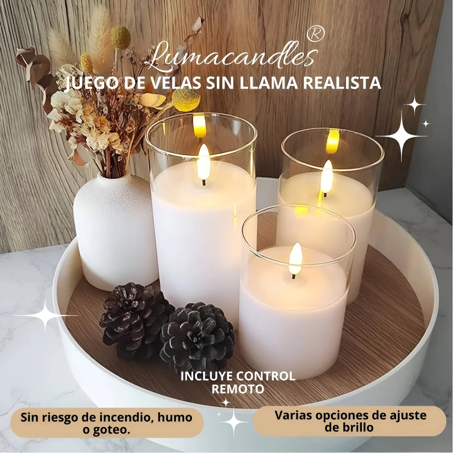 Lumacandles® Juego de velas sin llama, realista