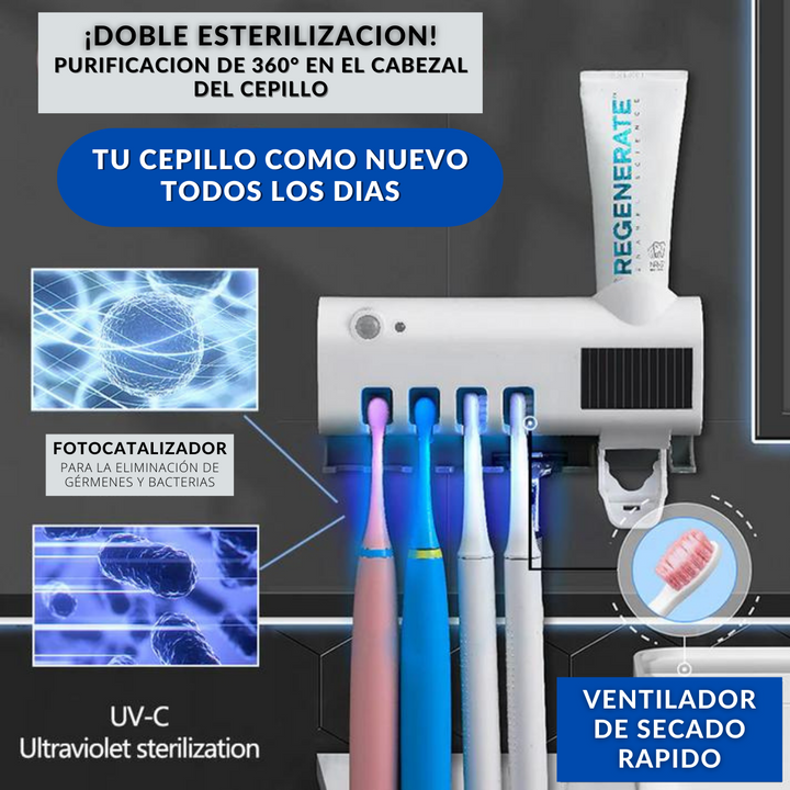SteriBrush® Esterilizador UV + Dispensador + Soporte de cepillos