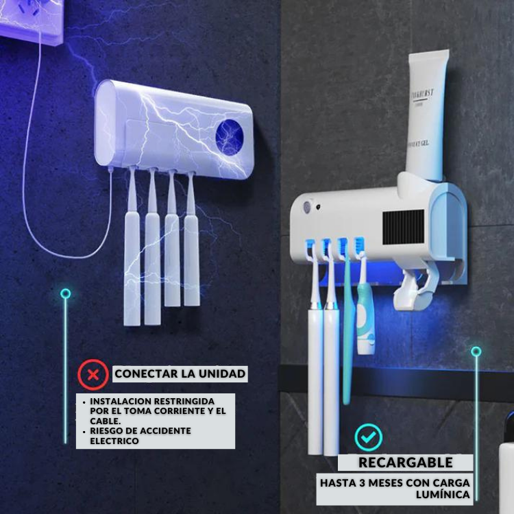 SteriBrush® Esterilizador UV + Dispensador + Soporte de cepillos